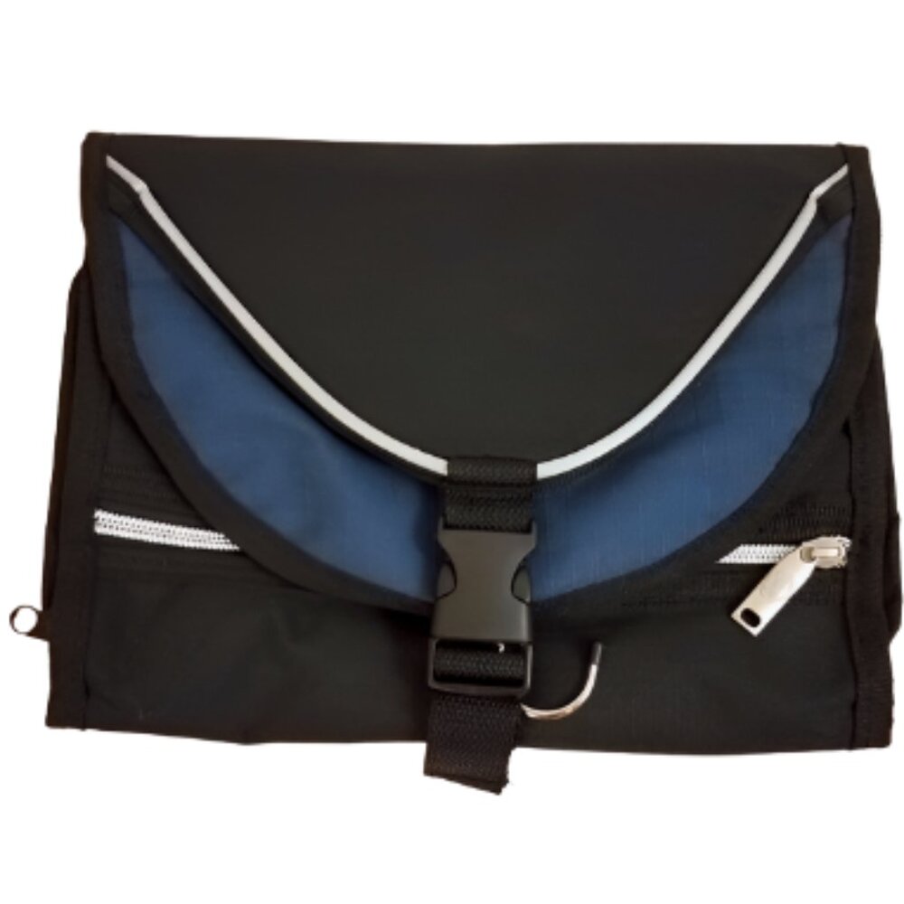K & R Black & Blue Overnight Toiletry Travel Bag